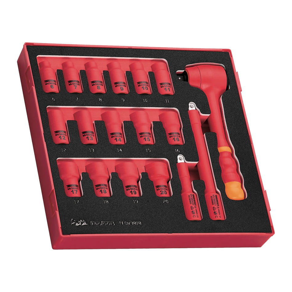 VDE Socket Set 3/8" 18 Pcs TOWER - VDE-3818