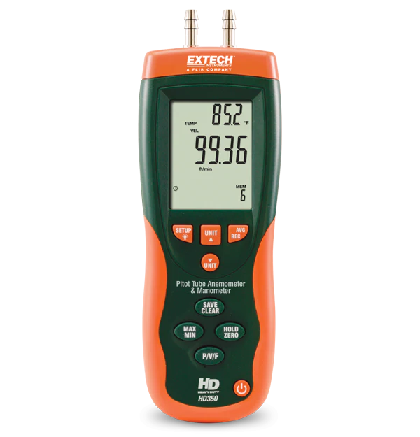 Extech HD350 Pitot Tube Anemometer + Differential Manometer