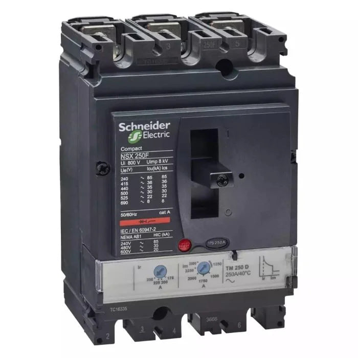 SCHNEIDER NSX250F BREAKER 3P3T TM250D W/ACCS