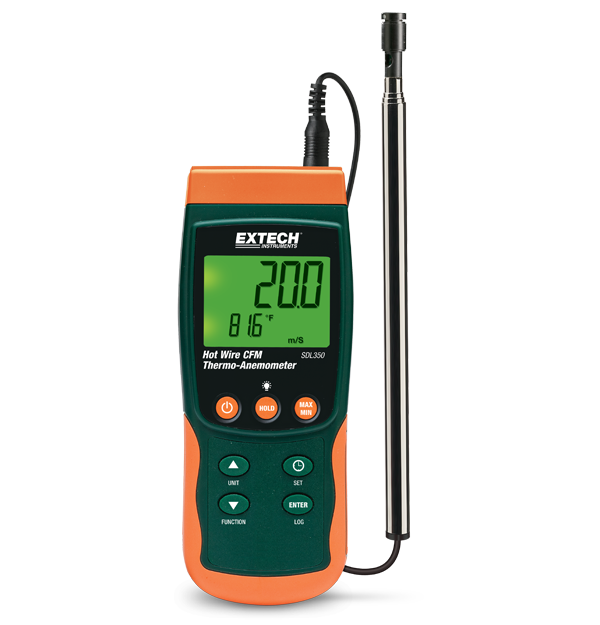 EXTECH SDL350 Hot Wire CFM Thermo Anemometer/Datalogger